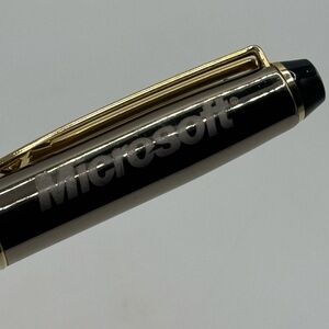 MICROSOFT Pen Ballpoint Gold Black Collectible Advertising Needs Ink